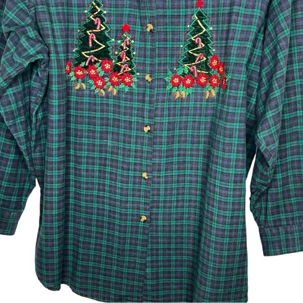 Vintage Victoria Jones‎ Christmas Embroidered Shirt - Picture 3 of 7